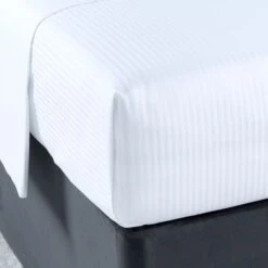 Luxury Cotton Micro Stripe 300 Thread Count Flat Sheet -Hotel Supply Store 2201 6 Zoom