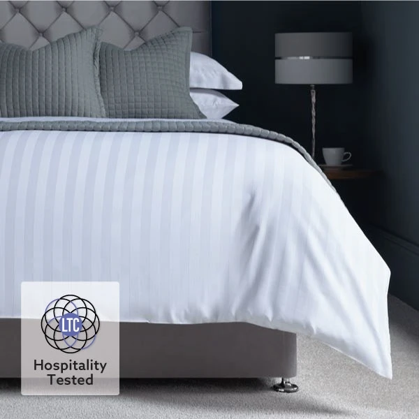 Easycare Satin Stripe Duvet Cover - White 3 Easycare Satin Stripe Duvet Cover - White