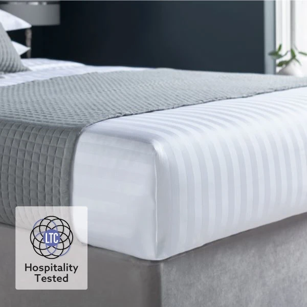 Easycare Satin Stripe Duvet Cover - White 4 Easycare Satin Stripe Duvet Cover - White - Image 2