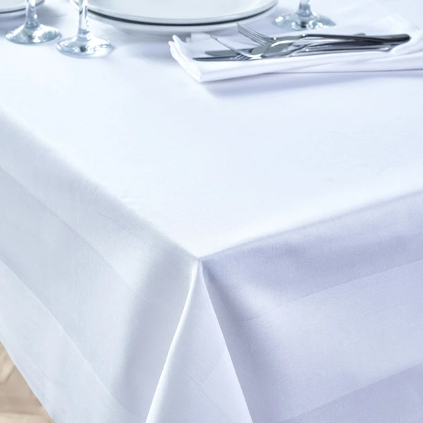 Luxury Cotton Satin Band Rectangular Tablecloth 3 Luxury Cotton Satin Band Rectangular Tablecloth