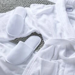 Classic Terry Cotton Bathrobe - White -Hotel Supply Store 3500 110 2 Zoom