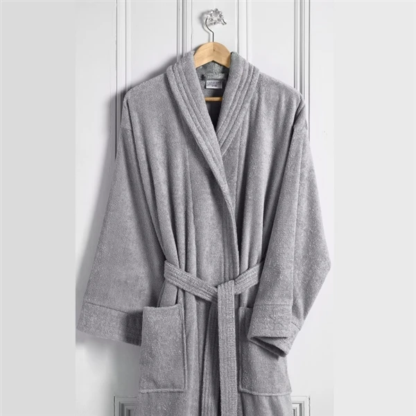 Classic Terry Cotton Bathrobe - Silver Grey 3 Classic Terry Cotton Bathrobe - Silver Grey
