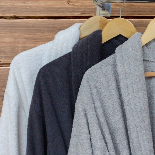 Classic Terry Cotton Bathrobe - Silver Grey 4 Classic Terry Cotton Bathrobe - Silver Grey - Image 2