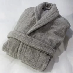 Classic Terry Cotton Bathrobe - Silver Grey 8 Classic Terry Cotton Bathrobe - Silver Grey -Hotel Supply Store 3500 138 3 Zoom