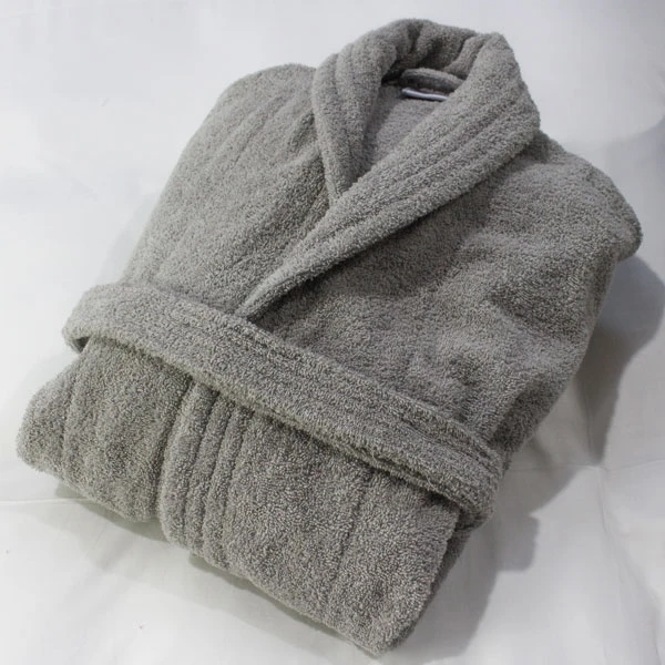 Classic Terry Cotton Bathrobe - Silver Grey 5 Classic Terry Cotton Bathrobe - Silver Grey - Image 3