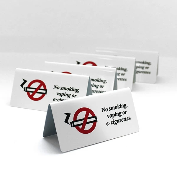 No Smoking Or Vaping Aluminium Tent Sign - Pack Of 5 4 No Smoking Or Vaping Aluminium Tent Sign - Pack Of 5 - Image 2