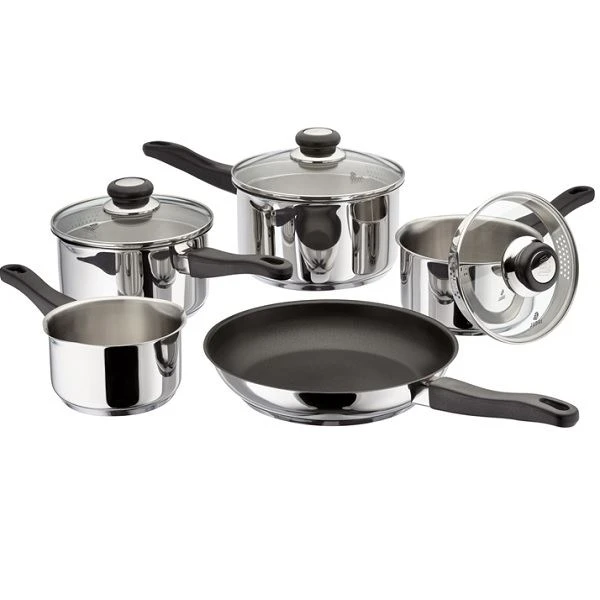 Judge Vista Pans With Draining Glass Lids - Set Of 5 3 Judge Vista Pans With Draining Glass Lids - Set Of 5